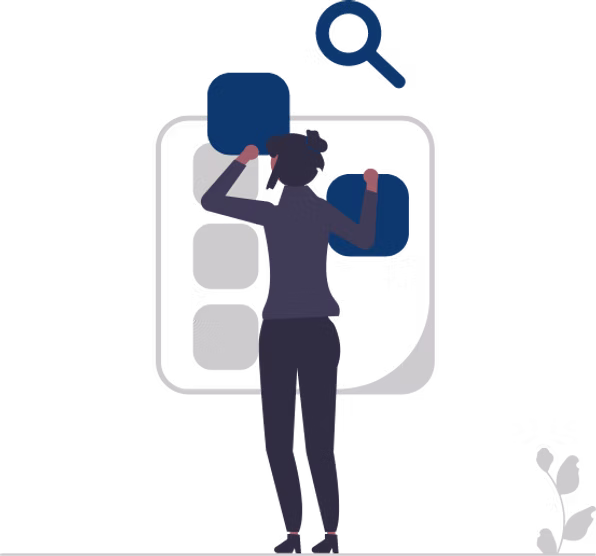 Ilustração de uma pessoa organizando cadastros de acesso